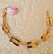 Enlight Gold Tone Bar Link Chain Bracelet Swa...