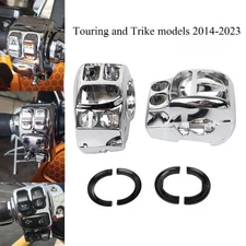 Handlebar Hand Control Switch Housing Cover kit For Harley Touring 14-23 Chrome