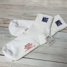 Retro NIKE Socks Spell Out Low Cut Fold Over Tennis Pickleball Sport USA Vtg New