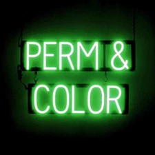 SpellBrite PERM & COLOR Sign | Neon Sign Look, LED Light | 23.3" x 15.0"