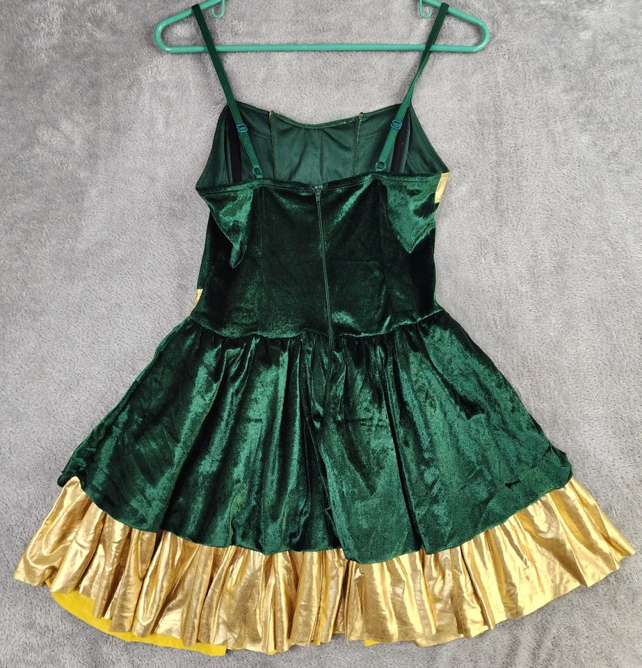 Vestido Dreamgirl Mujer Pequeño Verde Dorado Disfraz Corsé Con Cordones Terciopelo Cojo 9976 Foto 2 de 4