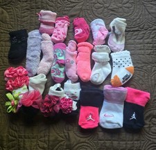 Infant Girls Sock Lot 20 Pairs, Baby Sock, Newborn.