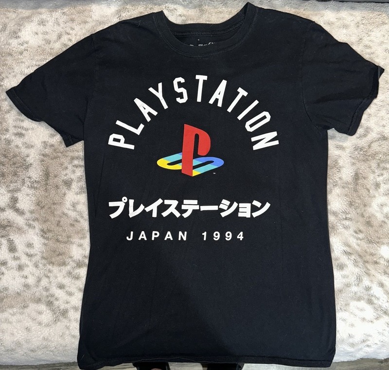 PlayStation T-Shirt Adult Medium Black Ripple Junction Gamer Japan 1994 Retro