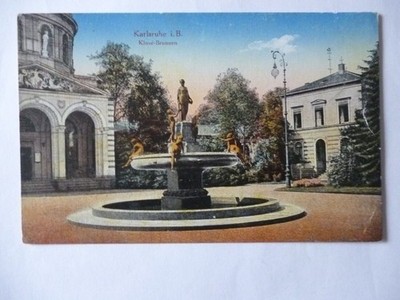 Postcard Karlsruhe I. B. Circa 1900 Klose Fountain