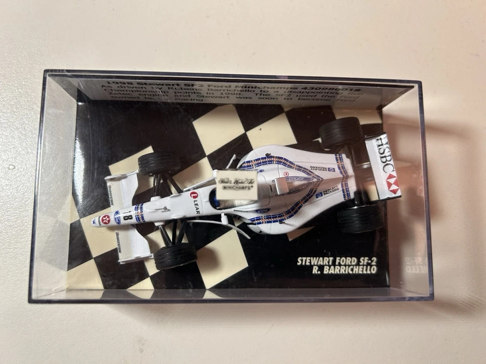 1:43 MINICHAMPS 1998 STEWART FORD SF-2  R.BARRICHELLO 12TH IN 1998 FORMULA 1 MIB - Image 4 of 4