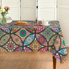 Horaldaily Boho Bohemia Style Rectangular Tablecloth 60x84 Inch, Vintage Washabl
