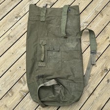 Vintage 1973 US Military Duffel Bag Type II Olive Green Canvas Sea Bag Army