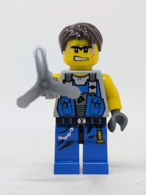 Lego Power Miner Minifigure - Orange Scar, Blue Overalls, Hair - pm017, 8962