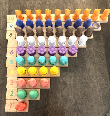Lovevery Montessori Counting Board Wooden Number Set 1-10 (one Piece Missing)