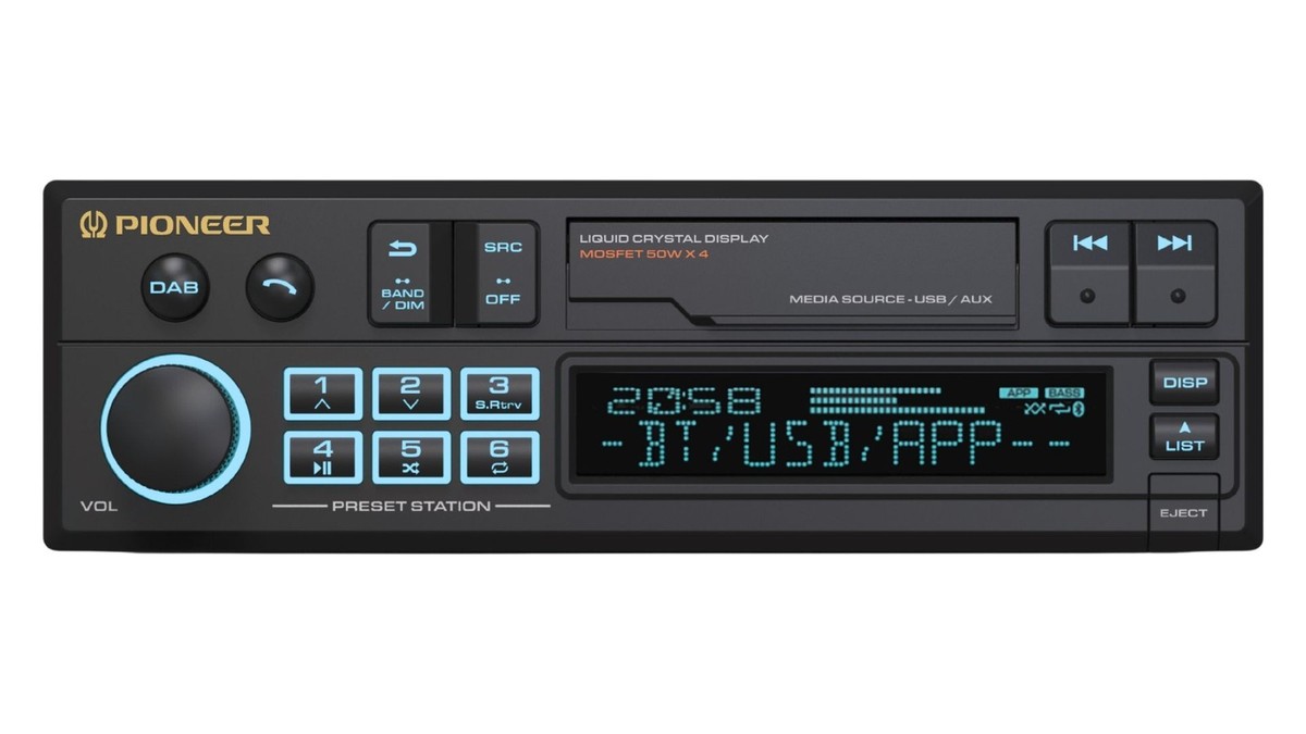 80-90年代旧車に 逆輸入パイオニアSXT-C10PS Bluetooth⁠ Pioneer SXT‑C10PS Retro Single DIN Car Stereo Bluetooth DAB USB