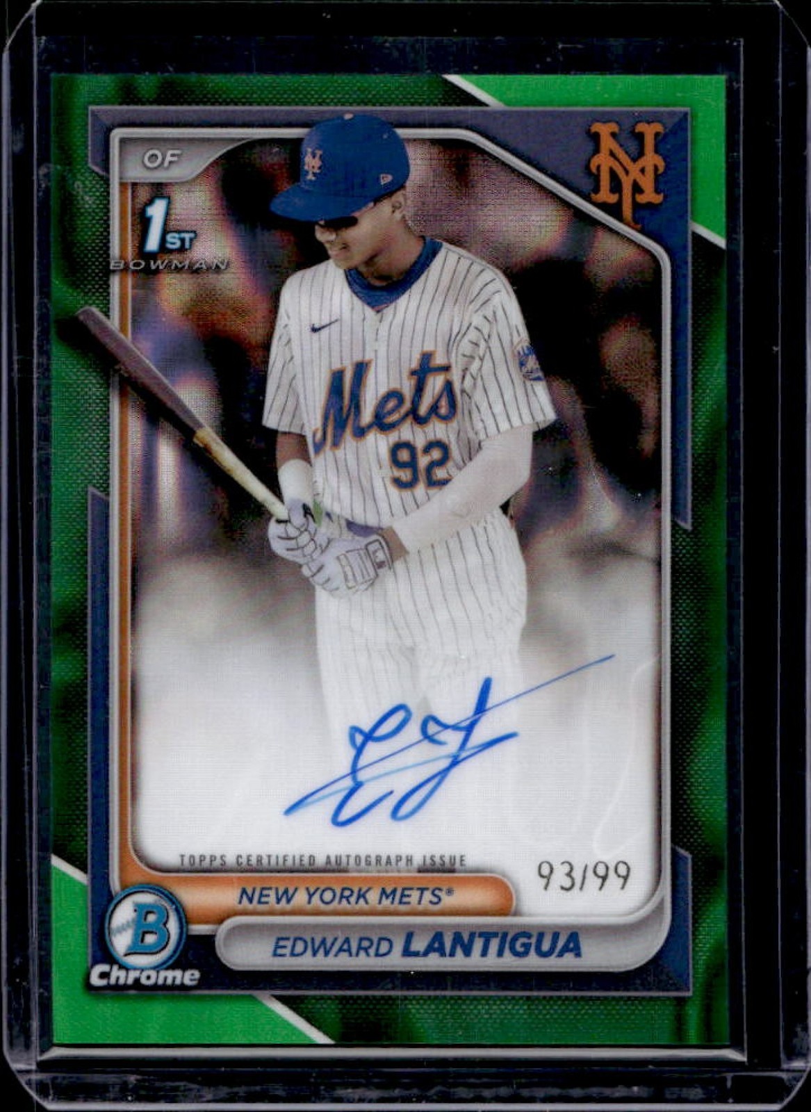 2024 Bowman Chrome Edward Lantigua Auto Green Lava Refractor 1st #93/99