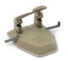 ACCO 10X Heavy Duty 2 Hole Paper Punch Tan Metal Vintage