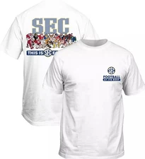 SEC Men’s Mascot Illustrations White 2-Sided Shirt