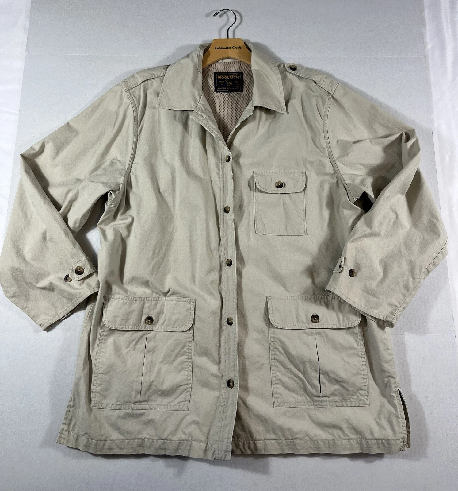 Woolrich John Rich & Bros Safari Field Jacket Sz XL Beige Chore Barn Coat