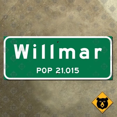 Willmar Minnesota city limit highway road sign 2000 marker boundary 17x7