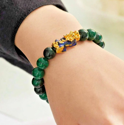Green Jade & Pixiu Bracelet-Handmade for Wealth, Love & Good Fortune, 10mm Beads