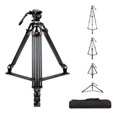 GVM 67" Video Tripod with Adjustable Damping Fluid Head, Metal Heavy Black