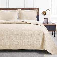 Love's cabin Twin Quilt Bedding Set Beige Bedspreads - Soft Bed Summer...