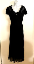 Vintage April Cornell Maxi Dress Sz M Black Cottagecore Sheer with Lining Witchy