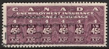 CANADA 1948 VD #FU18 45 CENTS MAUVE UNEMPLOYMENT INSURANCE USED CAT $60
