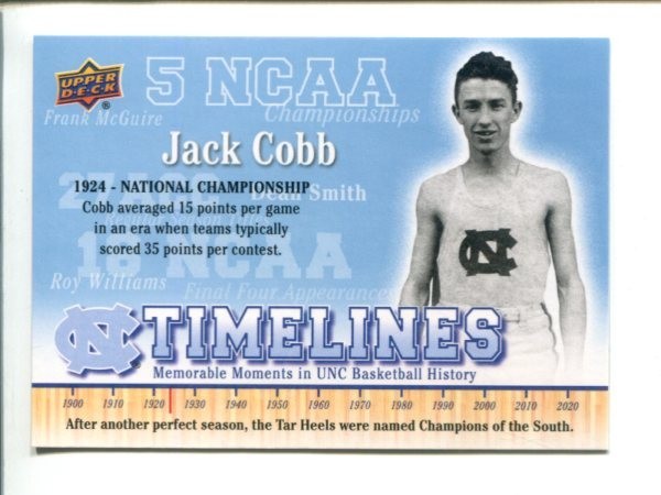 2010-11 UD North Carolina Basketball #147  Timelines - Jack Cobb 🏀 UNC