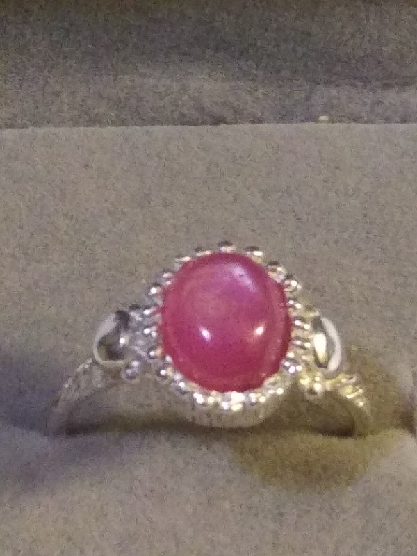 NATURAL EARTHMINED GEM TESTED PINK STAR RUBY RING SIZE 7- 925 SILVER GOLD PLATED