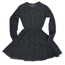 Beautiful Black Sheer Fit and Flare Dress with Velvet Accents