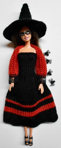 For Barbie Doll, Halloween Outfit, Dress, with Bolero, Hat, Glasses and Shoes