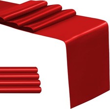 4 Pack Red Satin Table Runner 12 X 108 Inch Long Table Runners For Wedding Birth