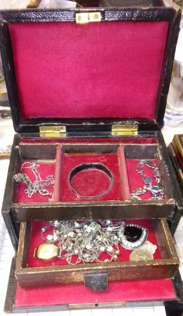 Wooden Vintage Jewellery Box With Contents See Pictures eBay