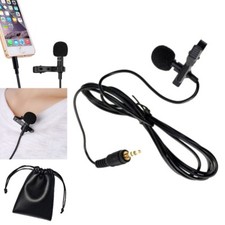 Clip-on Mini Mic Microphone 3.5mm Lavalier Lapel For Mobile Phone PC Recording