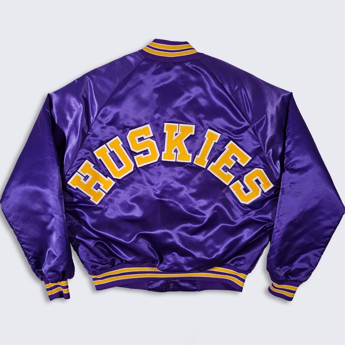 Washington Huskies Vintage 80s Chalk Line Satin Bomber Jacket