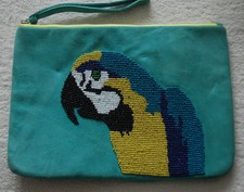 Nooki London Exclusive For Oasis Real Suede Leather Beaded Parrot Pouch 27x19cm