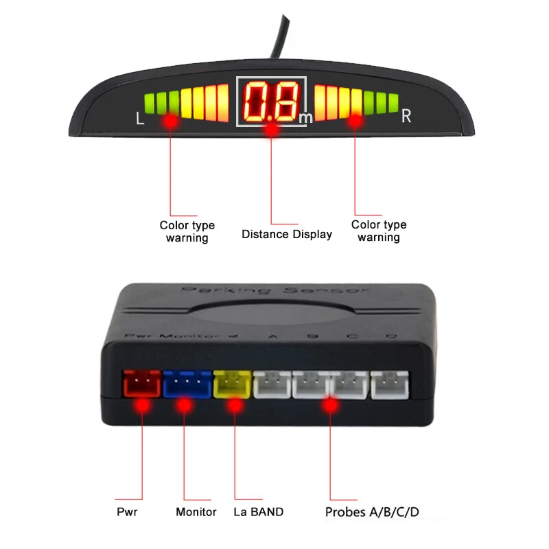 4 Parking Sensors Car Auto Reverse Backup Rear Buzzer Radar System Alarm Kit - Image 2 of 4