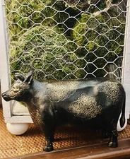 Aluminum Cow Coin Bank By SPI Home Farmhouse/Western Sculpture Black/Gold Finish