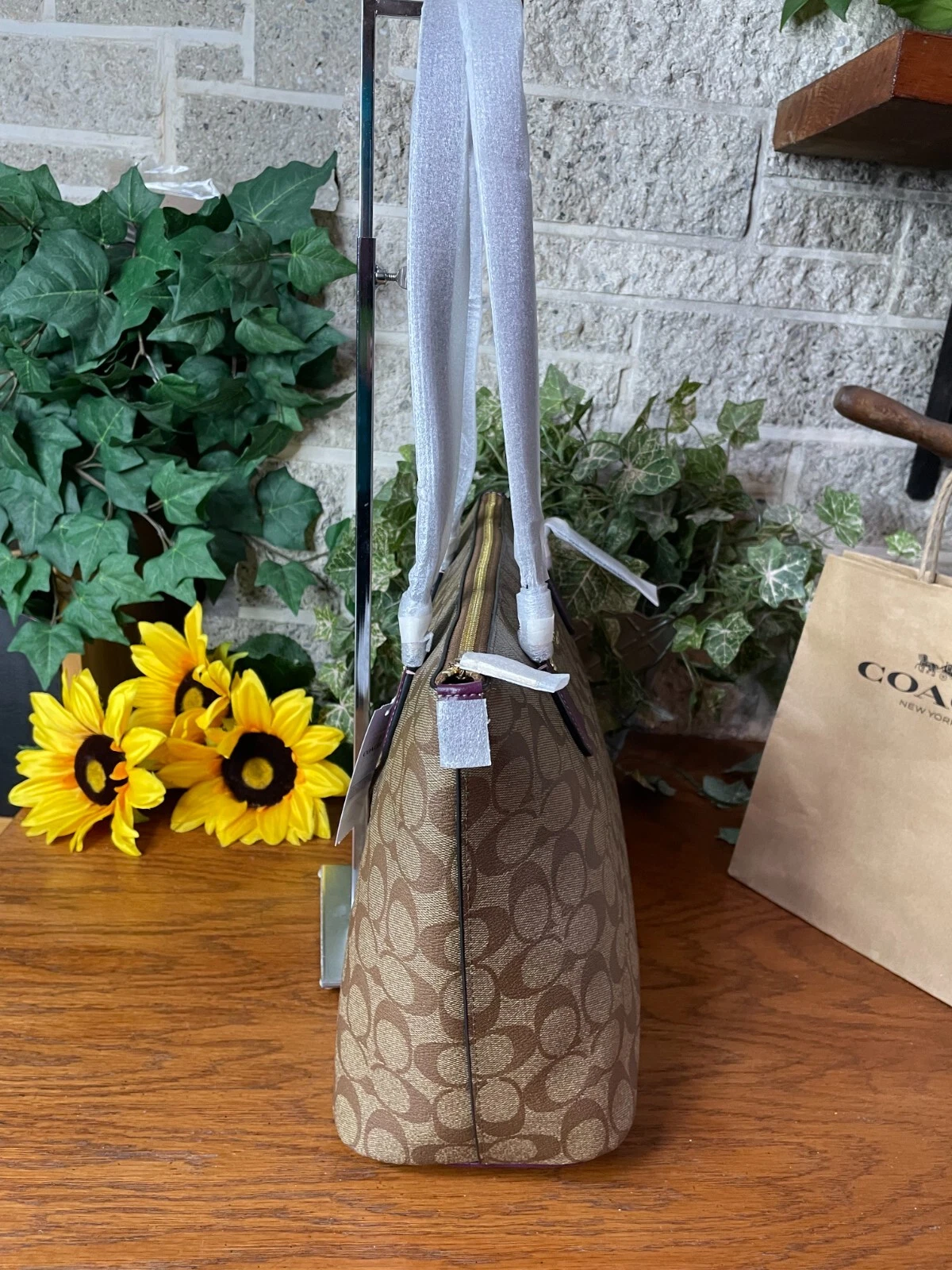 Borsa a mano Coach Gallery nuova con etichette firma kaki ch504 borsa a tracolla Deep Berry