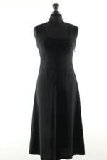 Abito Max Mara linea A 36 nero tinta unita elegante midi senza maniche