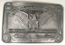 Vtg 1983 NRA Leadership Award Pewter Belt Buckle National rifle Association