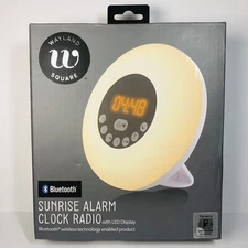 NEW Wayland Square Sunrise LED Alarm Clock Radio Bluetooth Changes Colors
