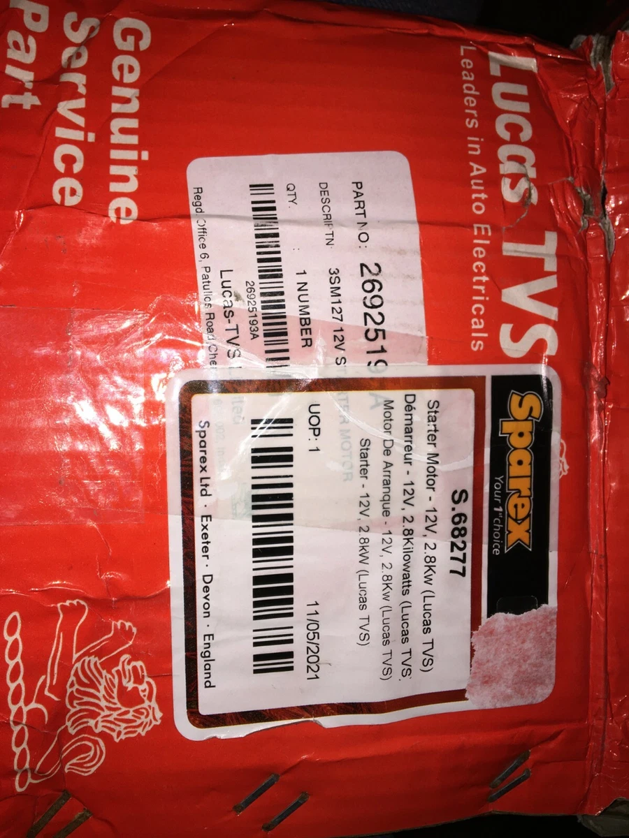 LUCAS TVS STARTER MOTOR S.68277 26925193A | eBay 