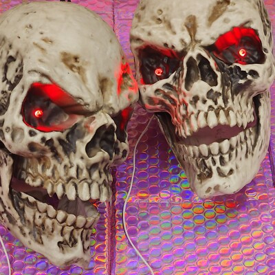 Halloween Skeleton Skulls Hanging Spirit Light Up Gore Pan Asian Rare Prop HTF
