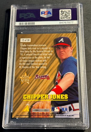 1996 CHIPPER JONES SCORE GOLD STARS #12 PSA 9 POP 2 GOLD FOIL - Picture 2 of 2