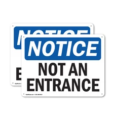 (2 Pack) Not An Entrance OSHA Notice Sign Decal Metal Plastic