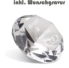 Glas Kristall Diamant inkl. Gravur Deko Briefbeschwerer graviert Geschenk neu