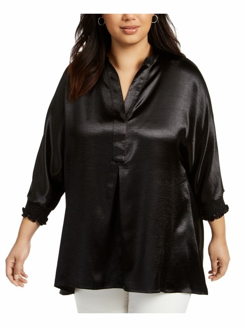 black satin v neck top
