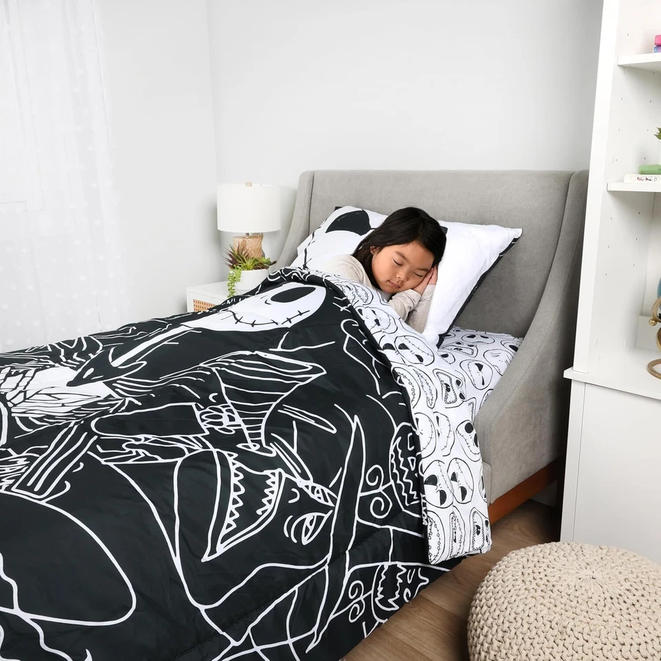 Conjunto de lençóis Nightmare Before Christmas 4 peças cama de solteiro em bolsa conjunto para crianças - Imagem 2 de 4