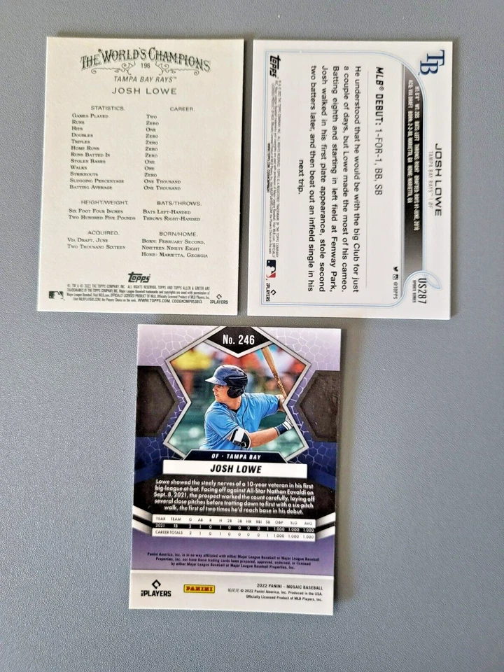 Josh Lowe ROOKIE CARD lot - Tampa Bay Rays - Image 2 of 2
