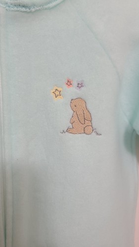 NEW Vtg Carters One Piece Sleeper Footie Pajama Blue Fleece Fuzzy Bunny Sz 6-12M - 第 2/12 張圖片