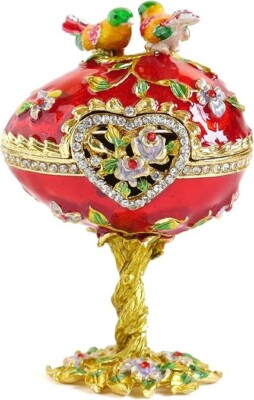 Faberge Egg Trinket Box Floral Classic Hand-Painted Ornaments Gift Home Decor