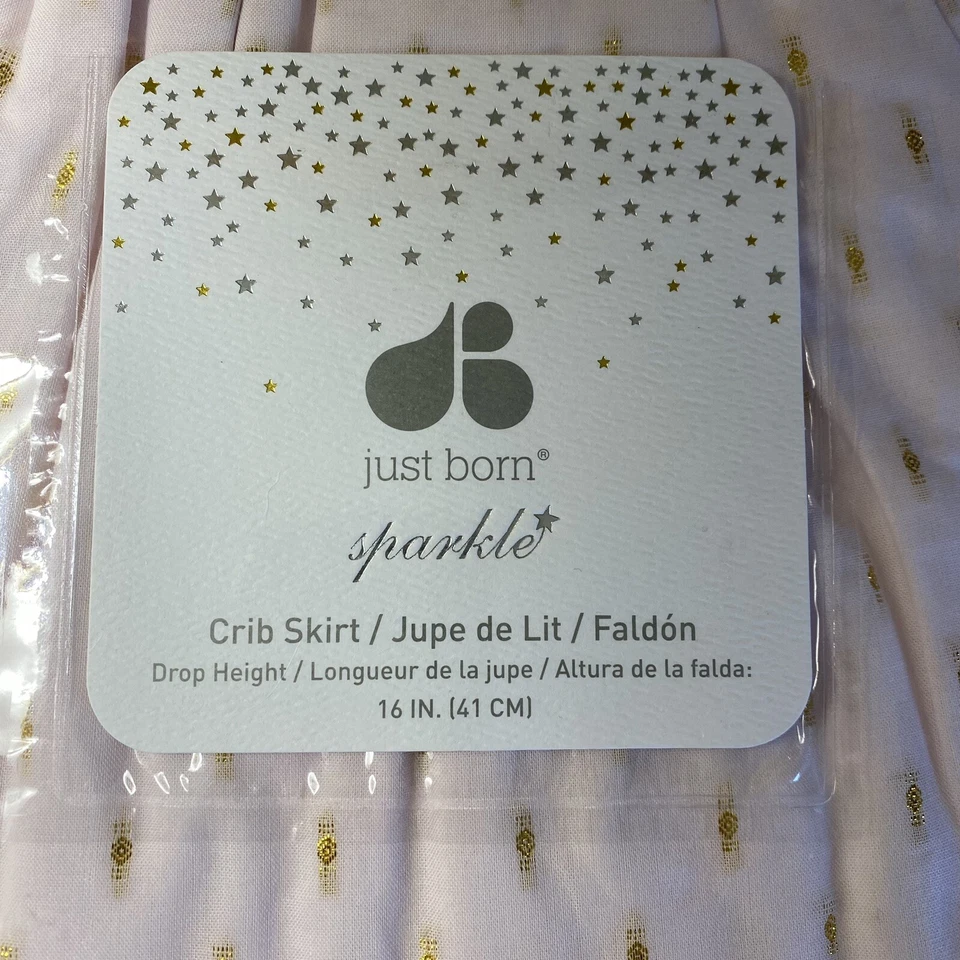 Falda Cuna Bebé Just Born Oro Rosa Brillante Mezcla Algodón Nueva Foto 3 de 4